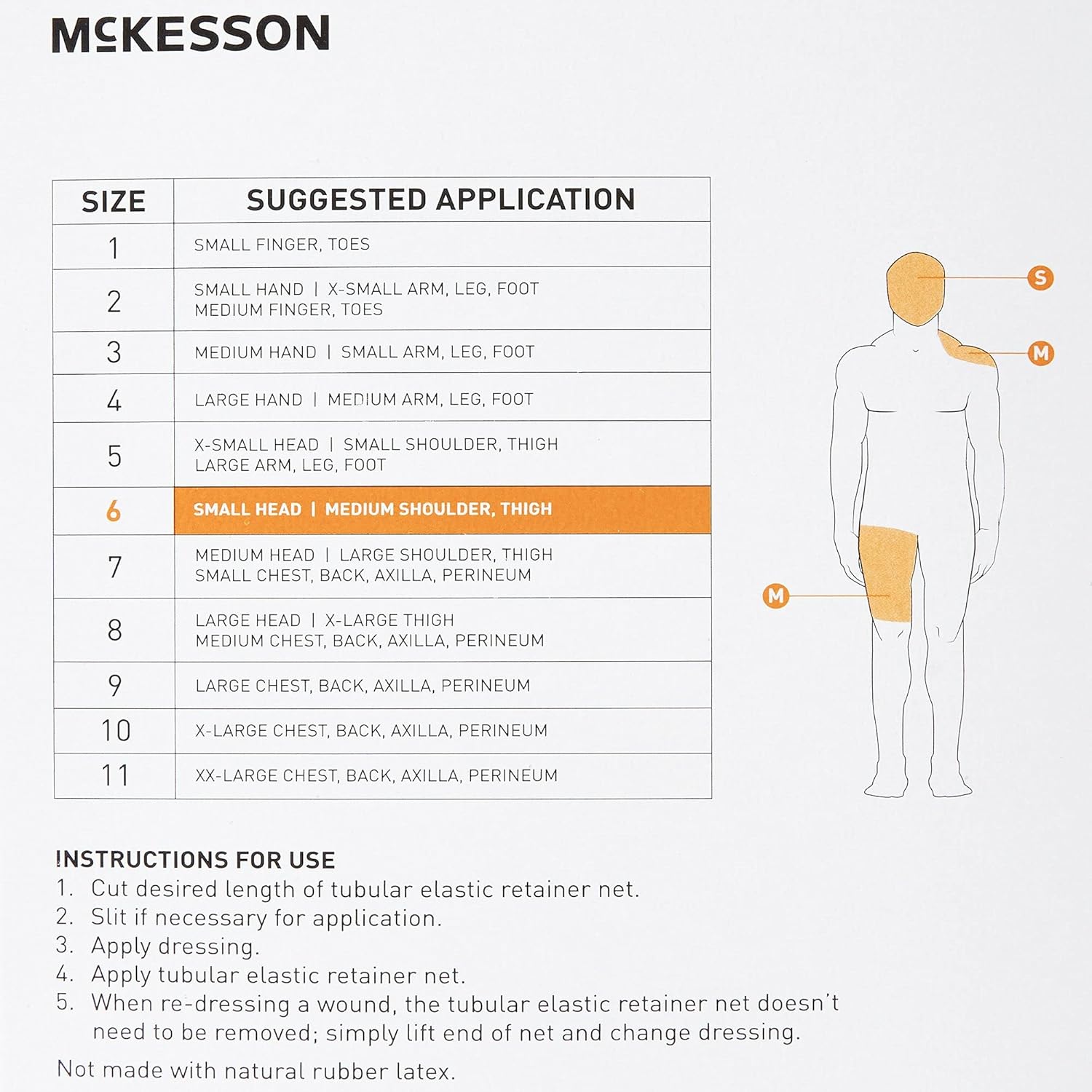 McKesson Tubular Elastic Retainer Net Dressing, Non-Sterile, Small Head, Medium Shoulder, Thigh, Size 6, 18 1/2 in x 25 yd, 1 Count, 10 Packs, 10 Total : Health & Household