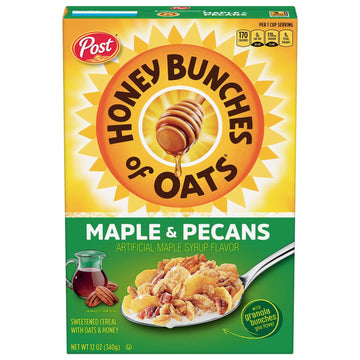 Honey Bunches of Oats Maple Pecan, Heart Healthy, Low Fat Cereal, made with Whole Grains, 12 Ounce