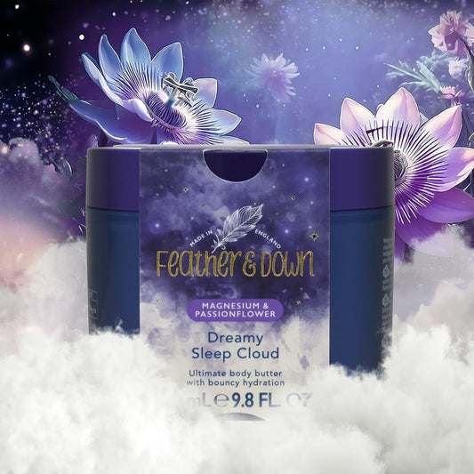 Feather & Down Magnesium And Passionflower Dreamy Sleep Cloud (290Ml) - Whipped Body Butter Infused With Magnesium And Passionflower Extract, Calms For Anxiety & Stress, Relaxation Aromatherapy