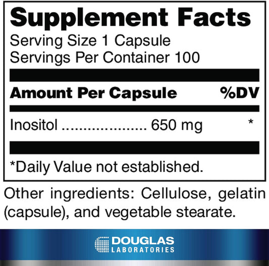 Douglas Laboratories Inositol (650 Mg) | Supports Neurological Health, Behavior Stability, And Ovarian Function | 100 Capsules