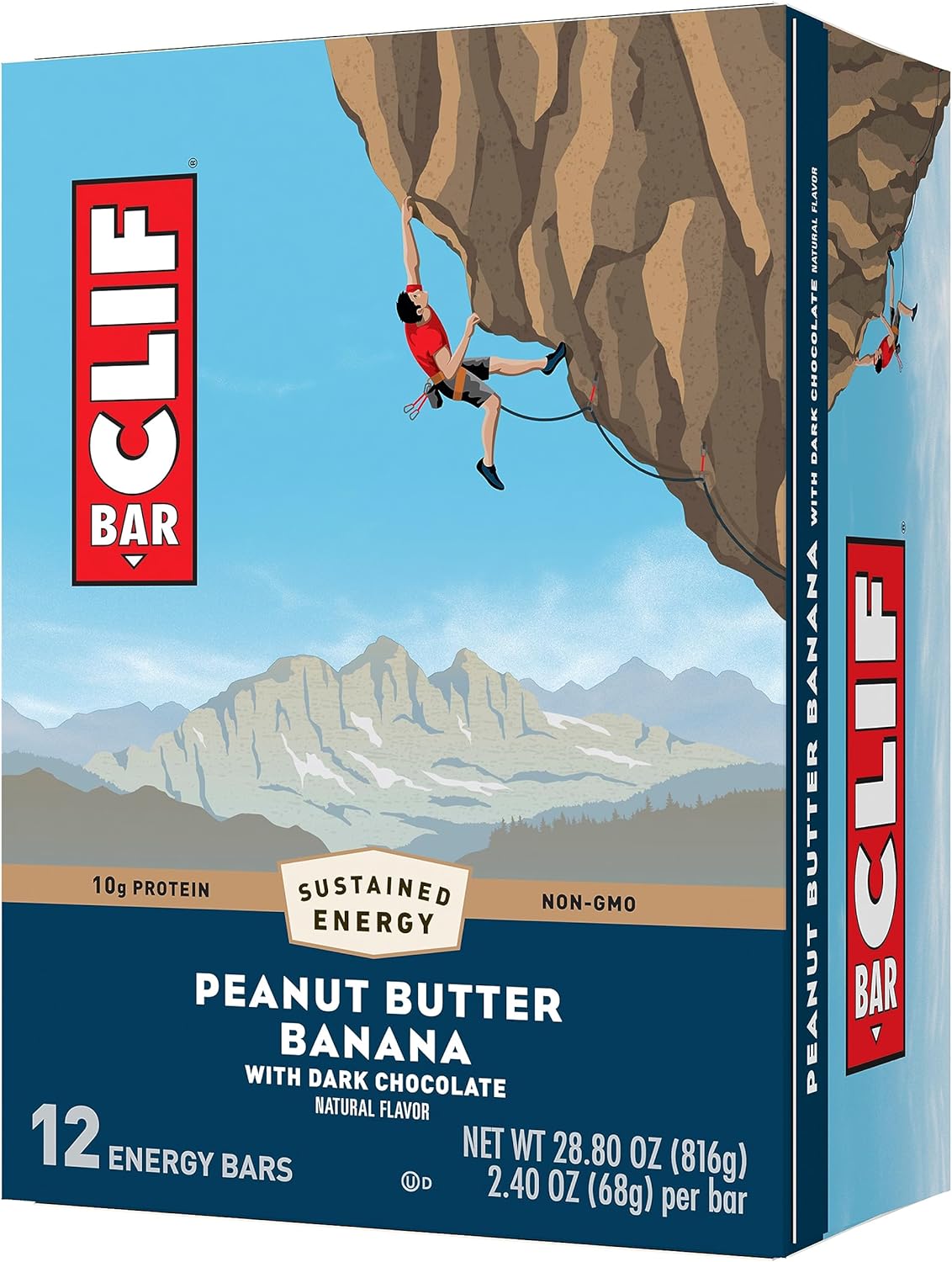 Clif Bar - Peanut Butter Banana With Dark Chocolate Flavor - Made With Organic Oats - Non-Gmo - Plant Based - Energy Bars - 2.4 Oz. (12 Pack)