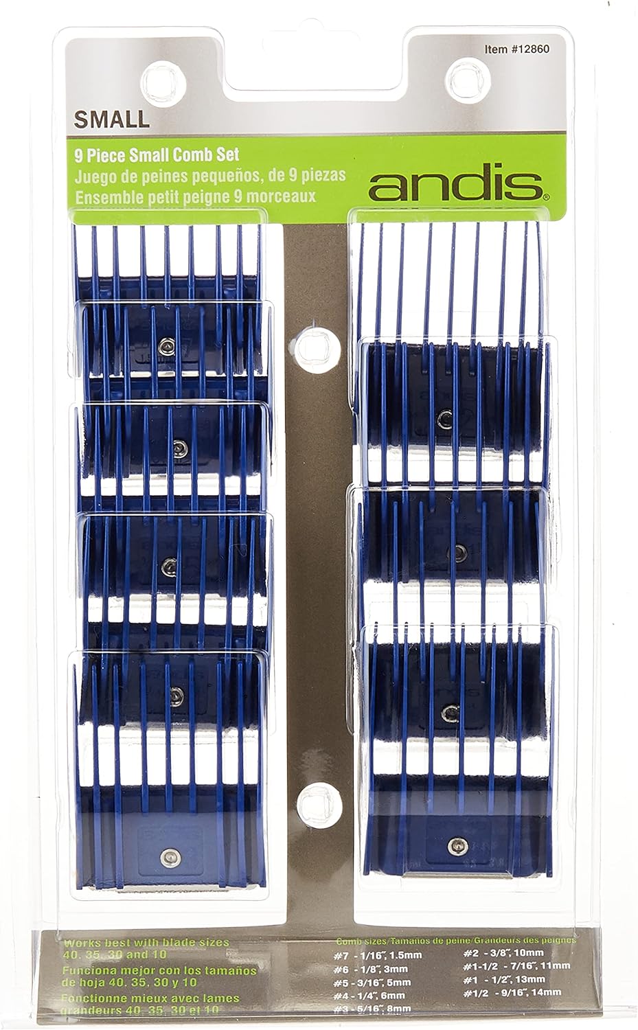 Andis Clipper Combs for Small Pets, Blue, (Pack of 9) (12860)