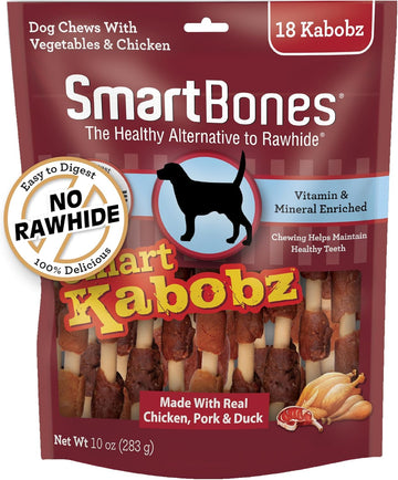 Smartbones Smart Kabobz, Treat Your Dog To A Rawhide-Free Chew Made With Real Chicken, Pork And Duck, 18 Count