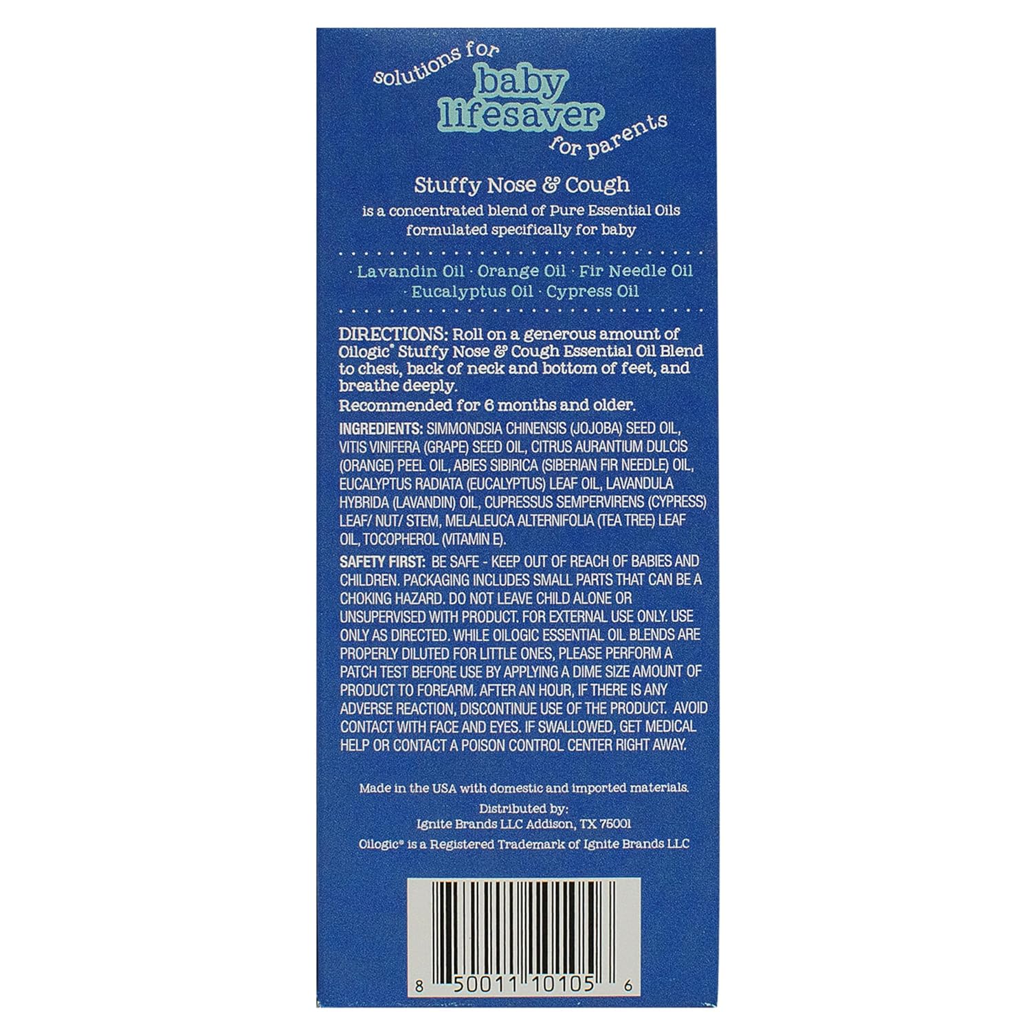 Oilogic Baby Bath Essentials Stuffy Nose and Cough Roll-On for Babies & Toddlers, Essential Oil Breathe Blend - Naturally Soothes with 100% Pure Lavandin, Orange, Eucalyptus Oil - (6 mL) : Baby