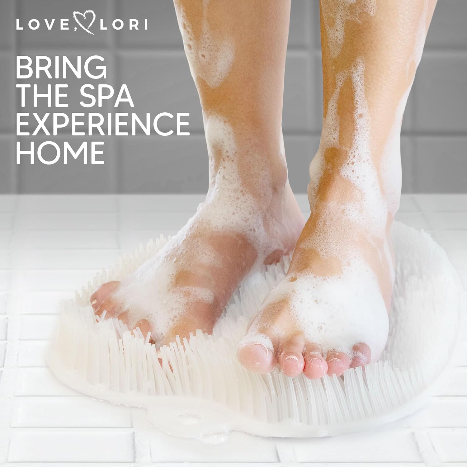 Love, Lori Foot Scrubber for Use in Shower - Foot Cleaner & Shower Foot Massager Foot Care for Men & Women to Soothe Achy Feet - Non Slip Suction (White) - Shower Accessories : Health & Household