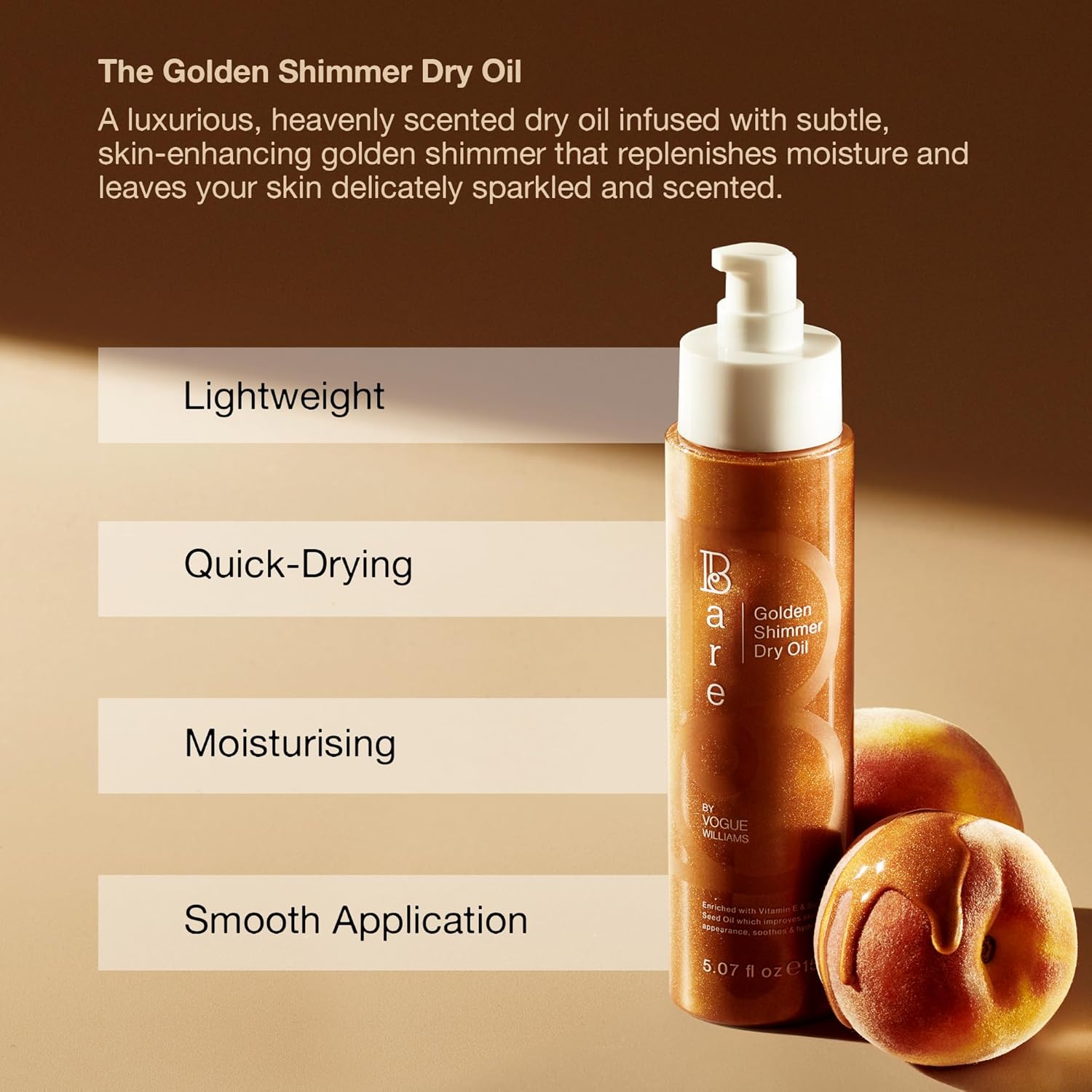 Bare by Vogue Golden Shimmer Dry Oil - Moisturise and Hydrate your Skin with Gorgeous Sparkle - Lightweight & Quick-Drying Face & Body Shimmer Oil, 150ml : Amazon.co.uk: Beauty