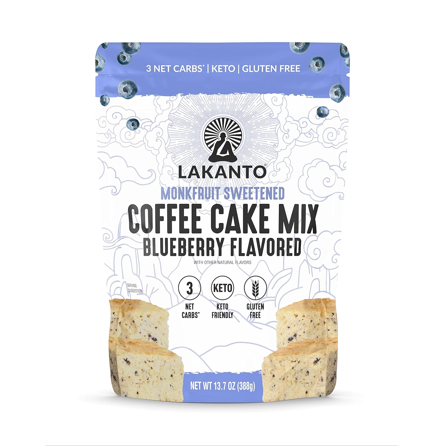 Lakanto Blueberry Coffee Cake Mix - Sweetened with Monk Fruit Sweetener, Keto Diet Friendly, Gluten Free, 3 Net Carbs (13.7 oz)