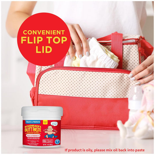 Boudreaux'S Butt Paste Maximum Strength Diaper Rash Cream, Ointment For Baby, 4 Oz Tube