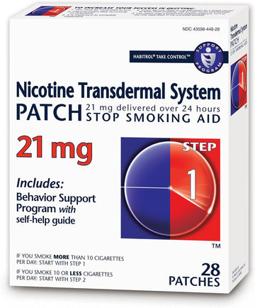 Habitrol Nicotine Transdermal System Patch | Stop Smoking Aid | Step 1 (21 Mg) | 28 Patches (4 Week Kit)