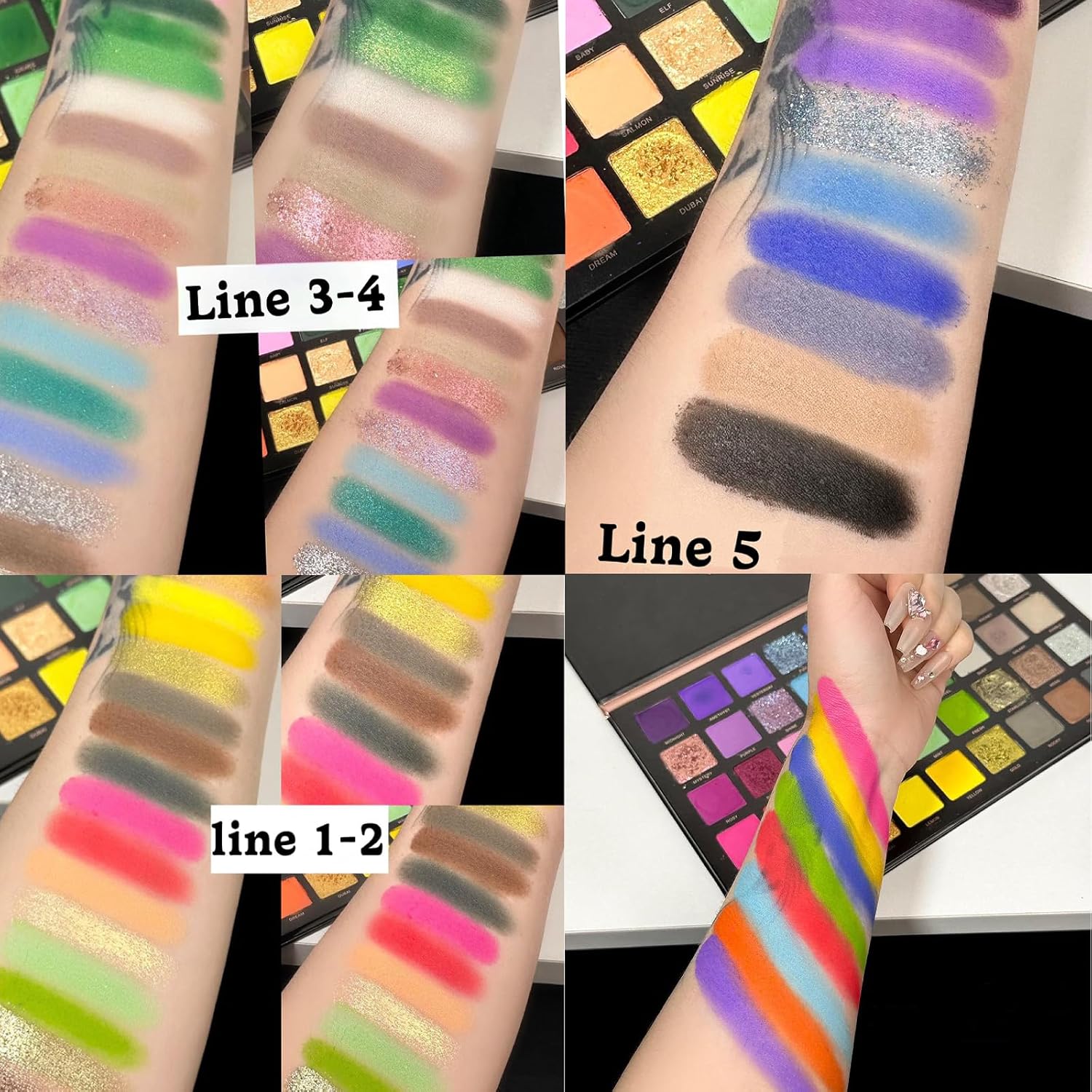 Myuango Bold Dimensions Eyeshadow Palette - 45 Shades Of Matte, Shimmer, And Glitter In Purple, Green, Yellow, Pink, And Grey - High-Pigment, Long-Lasting, Waterproof - Blendable Formula : Beauty & Personal Care