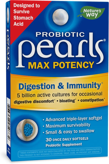 Nature'S Way Probiotic Pearls Max Potency For Men And Women, Digestive And Immune Health Support* Supplement, 30 Softgels