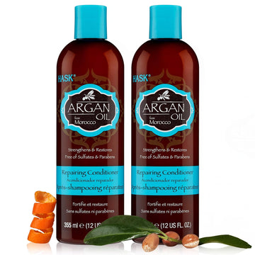 Hask Argan Oil Conditioner, 2 Count - Sulfate-Free, Gluten-Free, Paraben-Free, Unscented, For All Hair Types - 24 Fl Oz