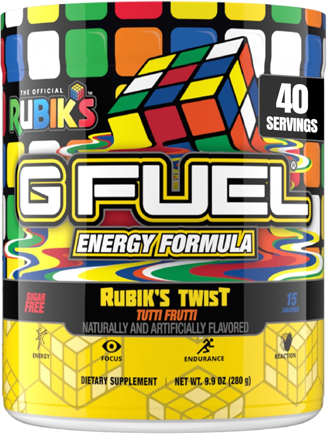 G Fuel Tropical Rain Energy Drink Powder, Pre Workout Caffeine Mix For Gaming, Sugar Free Focus Amino, Vitamin + Antioxidants, 9.8Oz (Fruit Medley, 40 Servings)