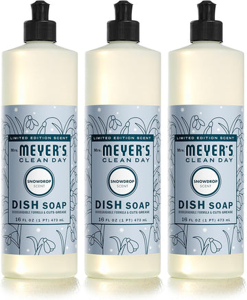 Mrs. Meyer'S Clean Day Liquid Dish Soap, Biodegradable Formula, Limited Edition Snowdrop, 16 Fl. Oz - Pack Of 3