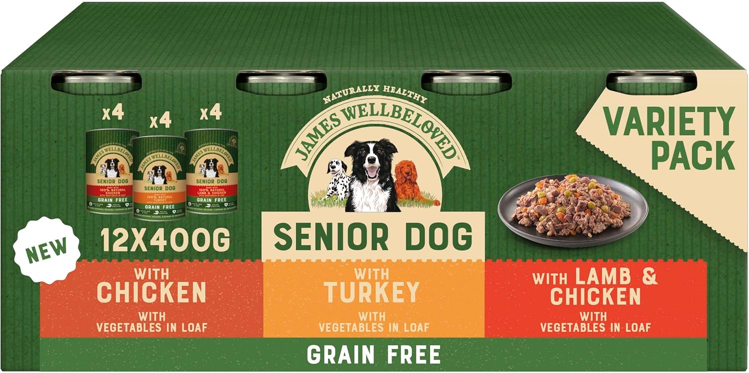 James Wellbeloved Senior Grain Free in Loaf 12 Cans, Hypoallergenic Wet Dog Food, Pack of 1 (12 x 400 g)?438697
