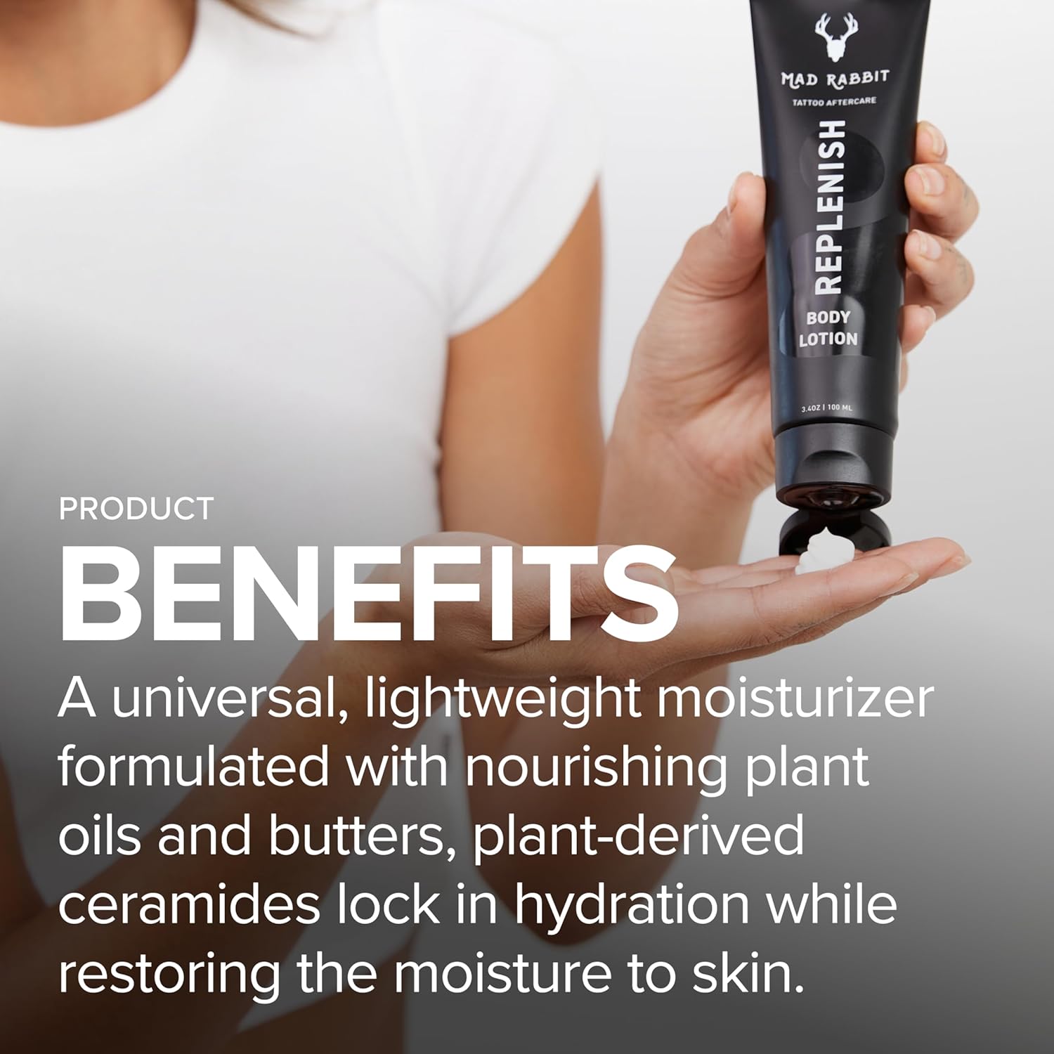 Mad Rabbit Replenish Tattoo Body Lotion - Fragrance-Free Lotion, Non-Greasy & Silicone-Free, Clean Ingredients, Lightweight For Daily Use (3.4 Fl Oz) : Beauty & Personal Care