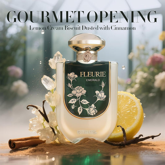 Riiffs Fleurie Emerald Women Perfume With Vanilla, Caramel, Floral, Lemon Scent - Eau De Parfum Long-Lasting Fragrance For Women, 3.40 Ounce / 100 Ml