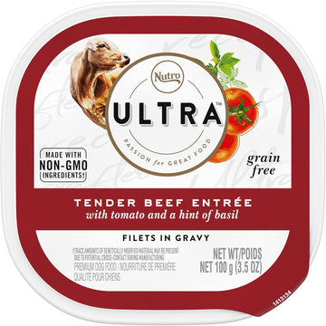 Nutro Ultra Grain Free Adult Wet Dog Food Filets In Gravy Tender Beef Entrée With Tomato And A Hint Of Basil, (24) 3.5 Oz. Trays