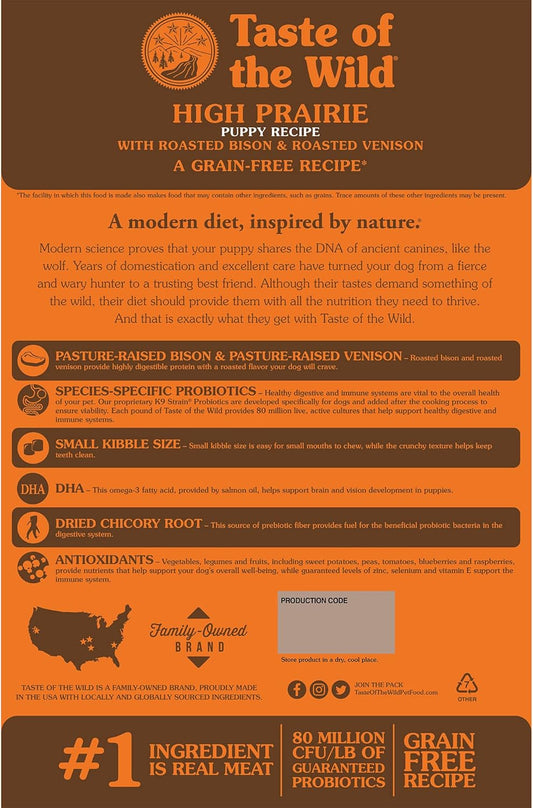 Taste Of The Wild High Prairie Grain-Free Dry Dog Food With Roasted Bison And Venison For Puppies 28Lb