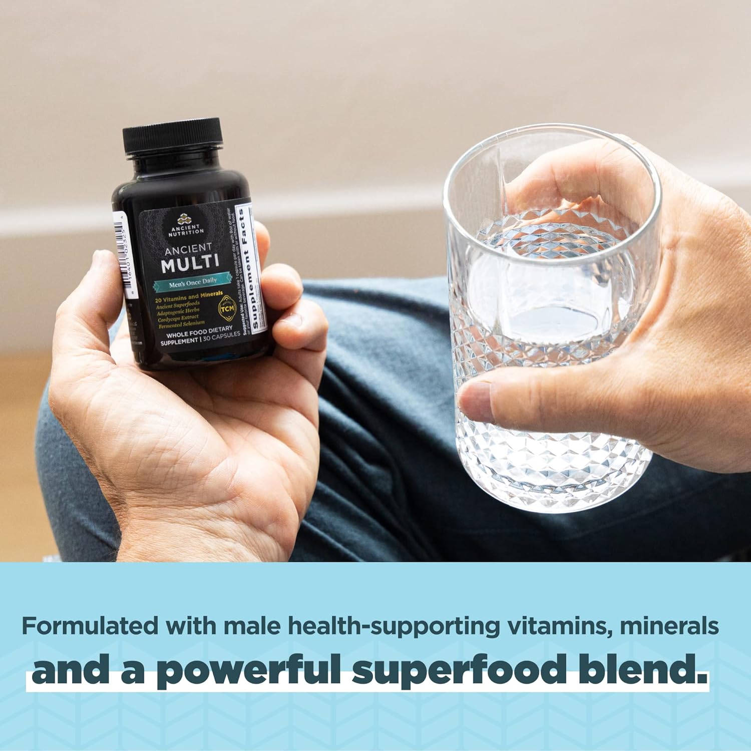 Ancient Nutrition Multivitamin for Men, Ancient Multi Men's Once Daily Vitamin Supplement 30 Ct, Vitamin A, Vitamin B and Vitamin K2, Fenugreek Seed, Supports Immune System, Paleo and Keto Friendly : Health & Household