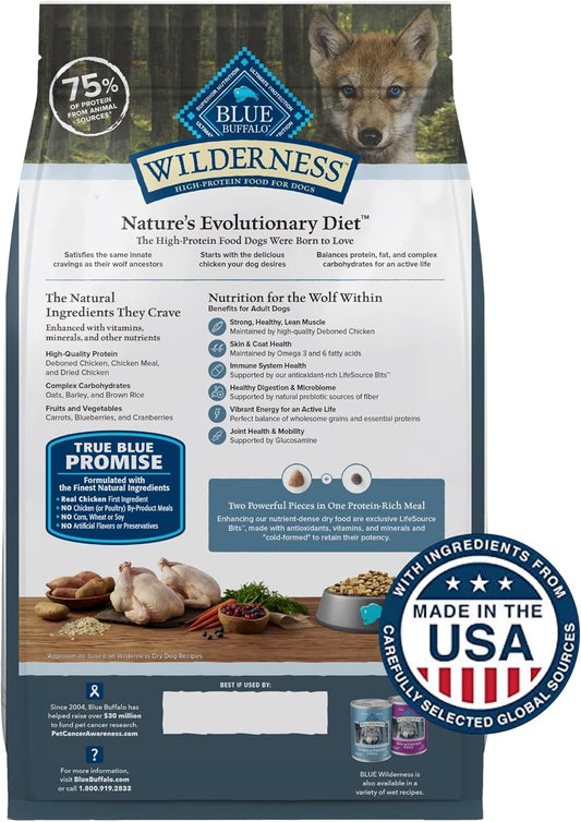 Blue Buffalo Wilderness Puppy High Protein Dry Dog Food With Real Chicken Plus Wholesome Grains, Made In The Usa With Natural Ingredients, Chicken, 13-Lb. Bag