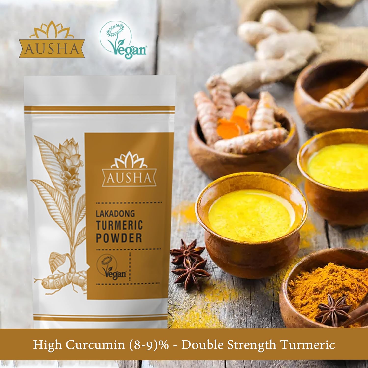 Ausha Lakadong Turmeric Powder 100g - 8-9% Curcumin - Premium Quality : Amazon.co.uk: Grocery