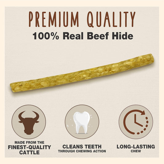 Cadet Premium Grade Beef Hide For Dogs, Long Lasting Rawhide Munchy Sticks, Single Ingredient Dog Chews, Chicken Flavor, 5 Inch (100 Count)