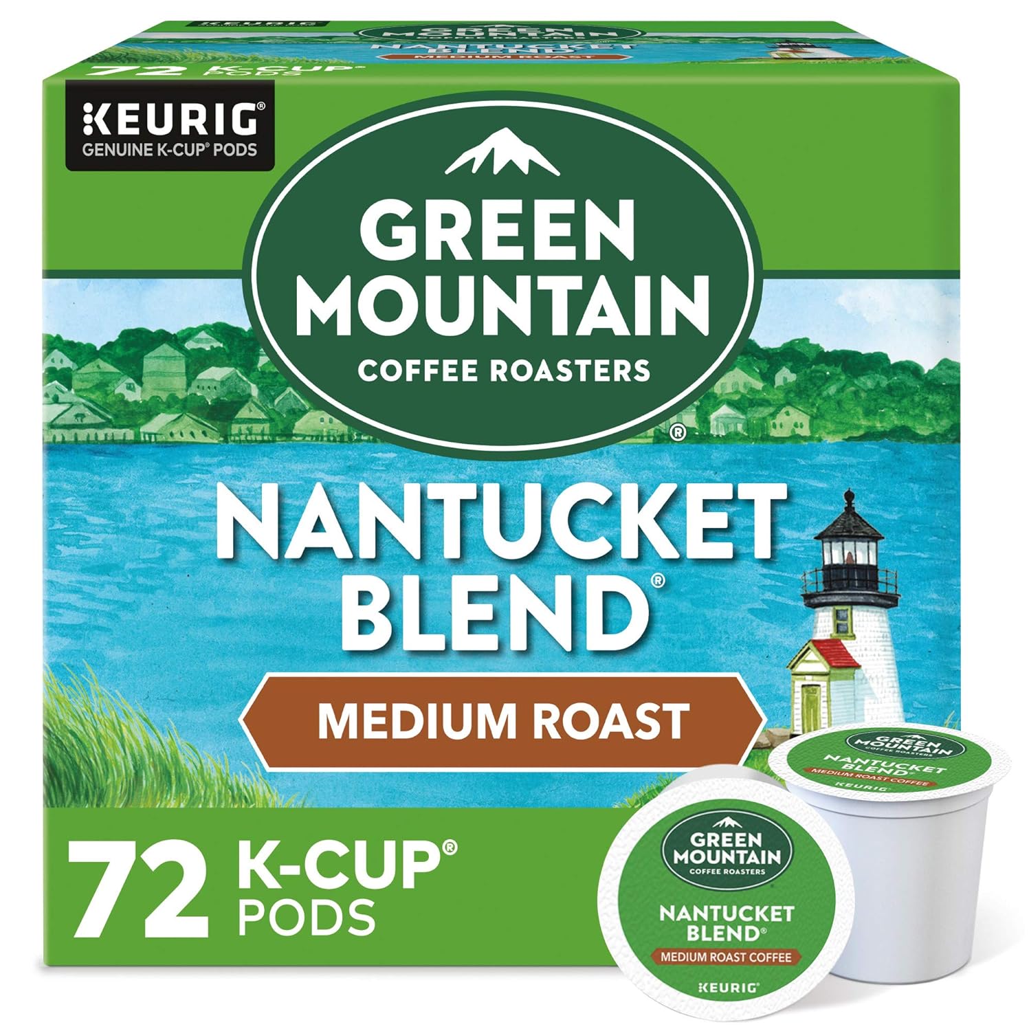 Green Mountain Coffee Roasters Nantucket Blend Keurig Single-Serve K-Cup Pods, Medium Roast Coffee, 72 Count (6 Packs of 12)