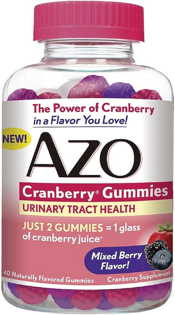 Azo Cranberry Gummies Urinary Tract Health, Mixed Berry 40 Ea (Pack Of 4)