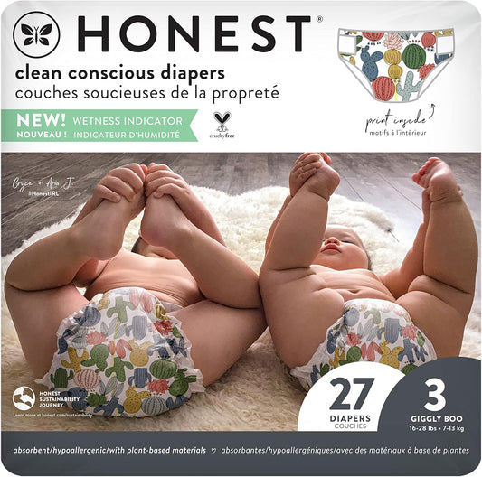 The Honest Company - Eco-Friendly And Premium Disposable Diapers - Pandas, Size 3 (16-28 Lbs), 27 Count