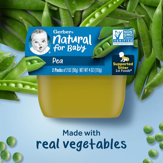 Gerber 1St Foods Baby Food, Pea Puree, Natural & Non-Gmo, 2 Ounce Tubs, 2-Pack (Pack Of 8)