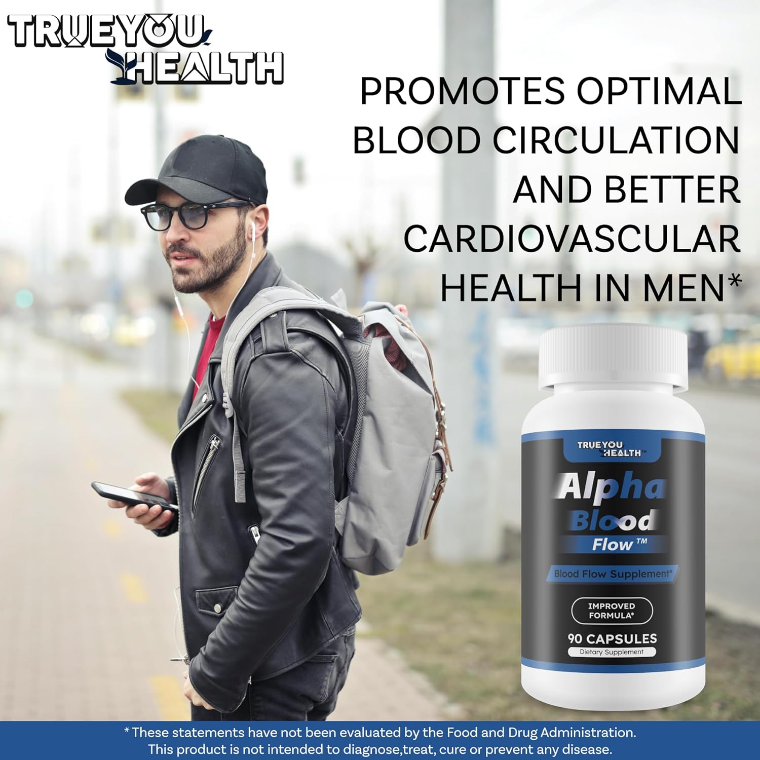 Alpha Blood Flow - Improved Formula - Our Best Alpha Boost Male Blood Circulation Supplements For Men - Circulatory Supplements Best Blood Flow Vasodilator Nitric Oxide Blood Flow Supplements For Men