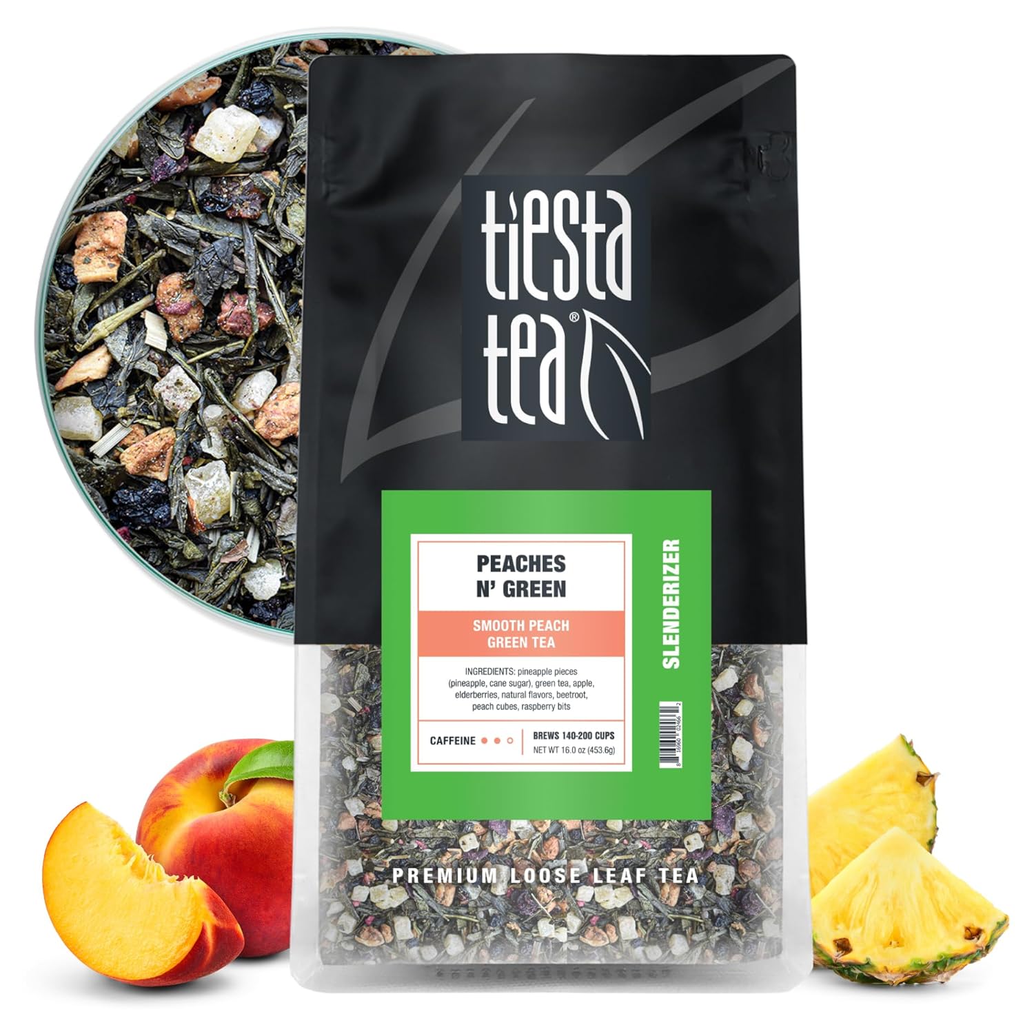 Tiesta Tea - Peaches N´ Green | Smooth Peach Green Tea | Premium Loose Leaf Tea Blend | Medium Caffeinated Green Tea | Make Hot Or Iced Tea & Brews Up To 200 Cups - 12 Ounce Resealable Bulk Pouch