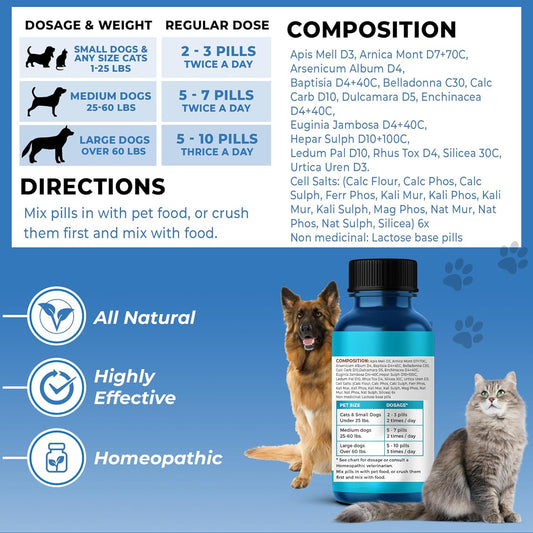 BestLife4Pets Ear Infection Relief for Dogs and Cats - Dog Ear Infection Treatment Supplement; Cat Supplements for Ear Itching, Swelling, Otitis, Pain & Inflammation - Easy to Use Pills