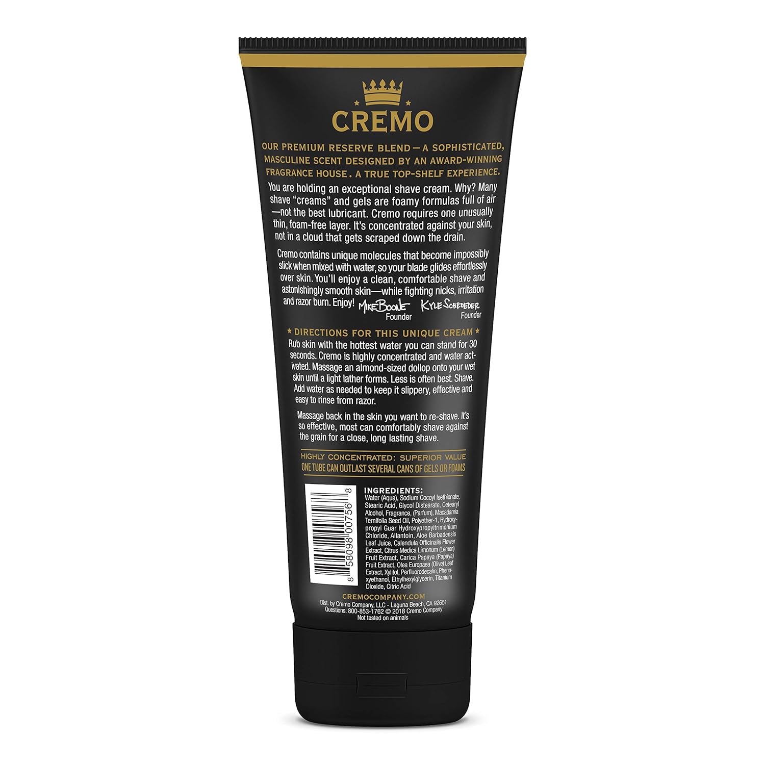 Cremo Barber Grade Reserve Blend Shave Cream for Cuts and Razor Burn, 6 Fl Oz : Beauty & Personal Care