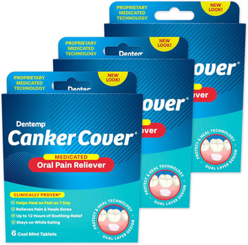 Dentemp Canker Cover - Canker Sore Medicine Pain Reliever (3pack) - Canker Sore Treatment to Relieve Canker Pain, Mouth Sores & Mouth Irritation - Fast Acting Canker Sore Relief Tablets for Adults