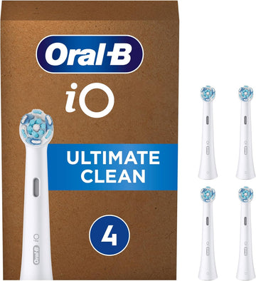 Oral-B Io Ultimate Clean Electric Toothbrush Head, Oral B Electric Toothbrush Heads, Twisted & Angled Bristles For Deeper Plaque Removal, Pack Of 4 Toothbrush Heads, Suitable For Mailbox, White