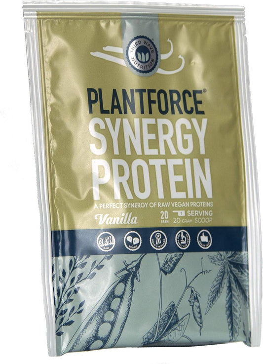 Plantforce Synergy Protein Vanilla - Raw Vegan Proteins - 10 X 20G Satchets (Pack Of 10)