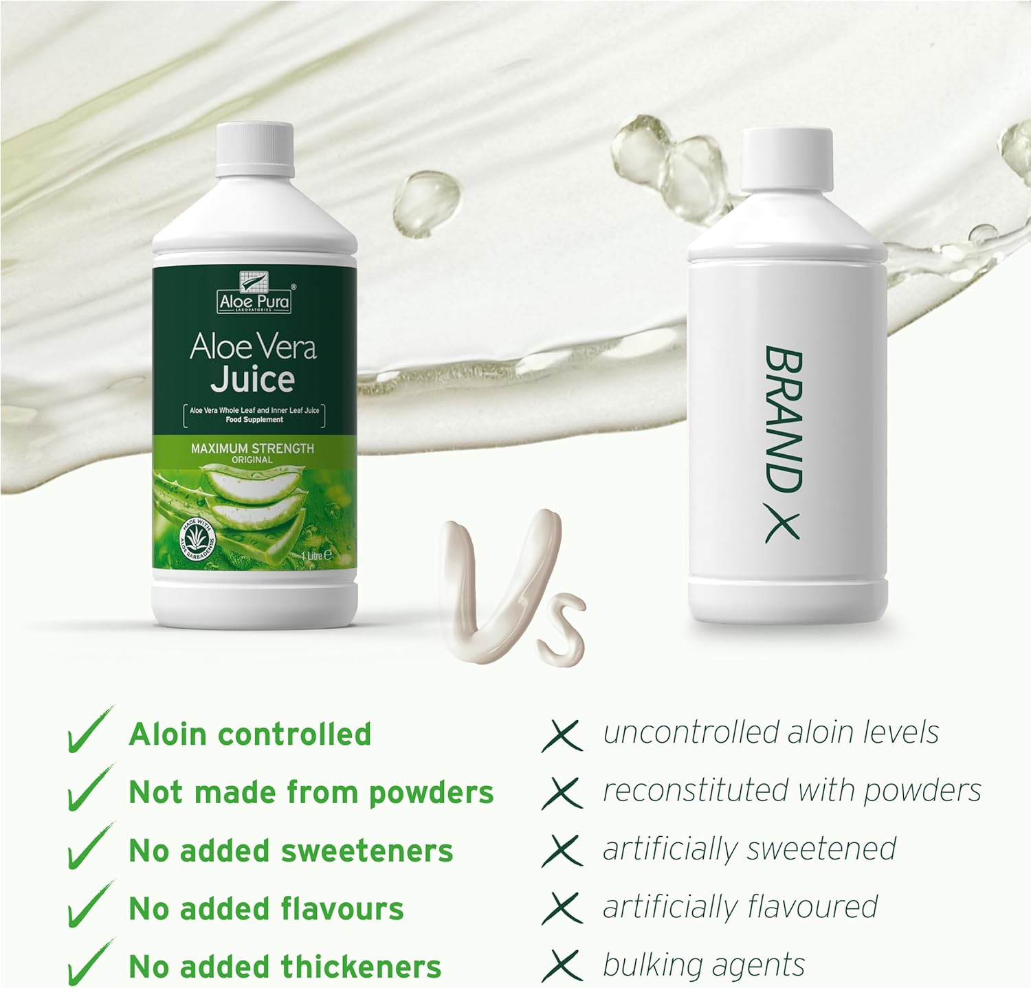 Aloe Pura Aloe Vera Maximum Strength Juice, Natural, Vegan, Cruelty Free, Food Supplement, 1ltr : Amazon.co.uk: Grocery
