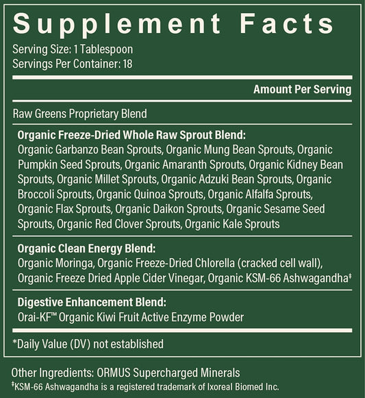 Global Healing Organic Super Greens Powder Blend - Greens Superfood Powder With 15 Raw Whole Sprouts - Delicious Green Juice Smoothie Mix For Daily Nutrition - Non-Gmo, Gluten-Free Greens Supplements