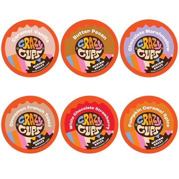 Crazy Cups Flavored Medium Roast Hot Or Iced Coffee, Variety Recyclable Pods For Keurig K Cup Brewers, 24 Count