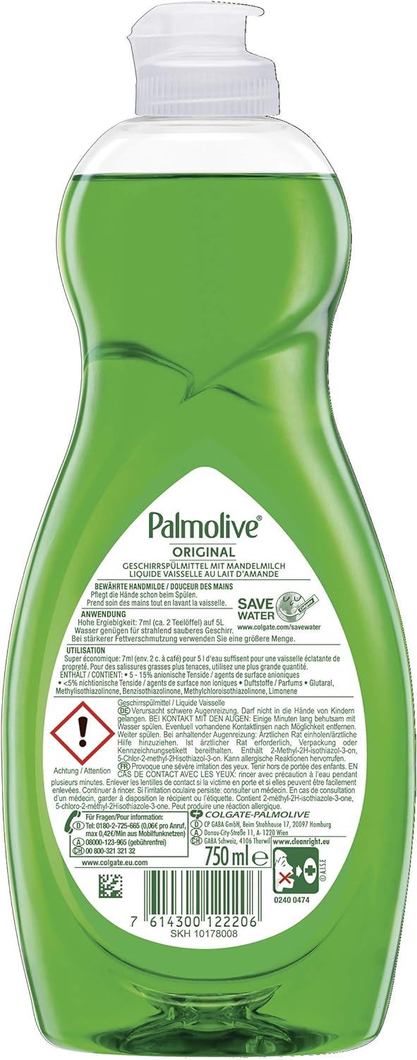 Colgate Palmolive Washing Up Liquid Original 750Ml Pack of 5 X 750 Ml : Health & Household