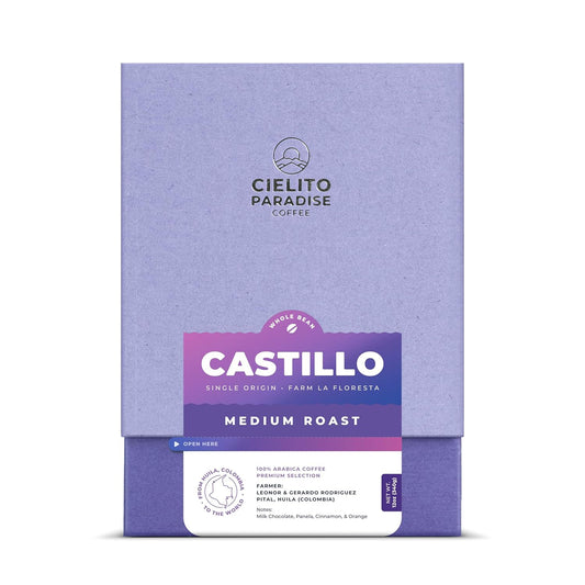Cielito Paradise Castillo Coffee - Medium Roast Whole Bean From Huila Colombia, Silky With Milk Chocolate, Panela, Cinnamon & Orange, 12Oz