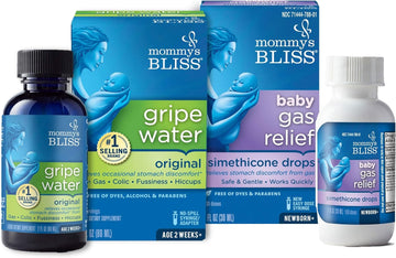 Mommy's Bliss Gripe Water & Baby Gas Relief Drops Combo Pack, Relieves Gas, Colic, Hiccups & Fussiness, Gentle for Babies, Total 3 oz