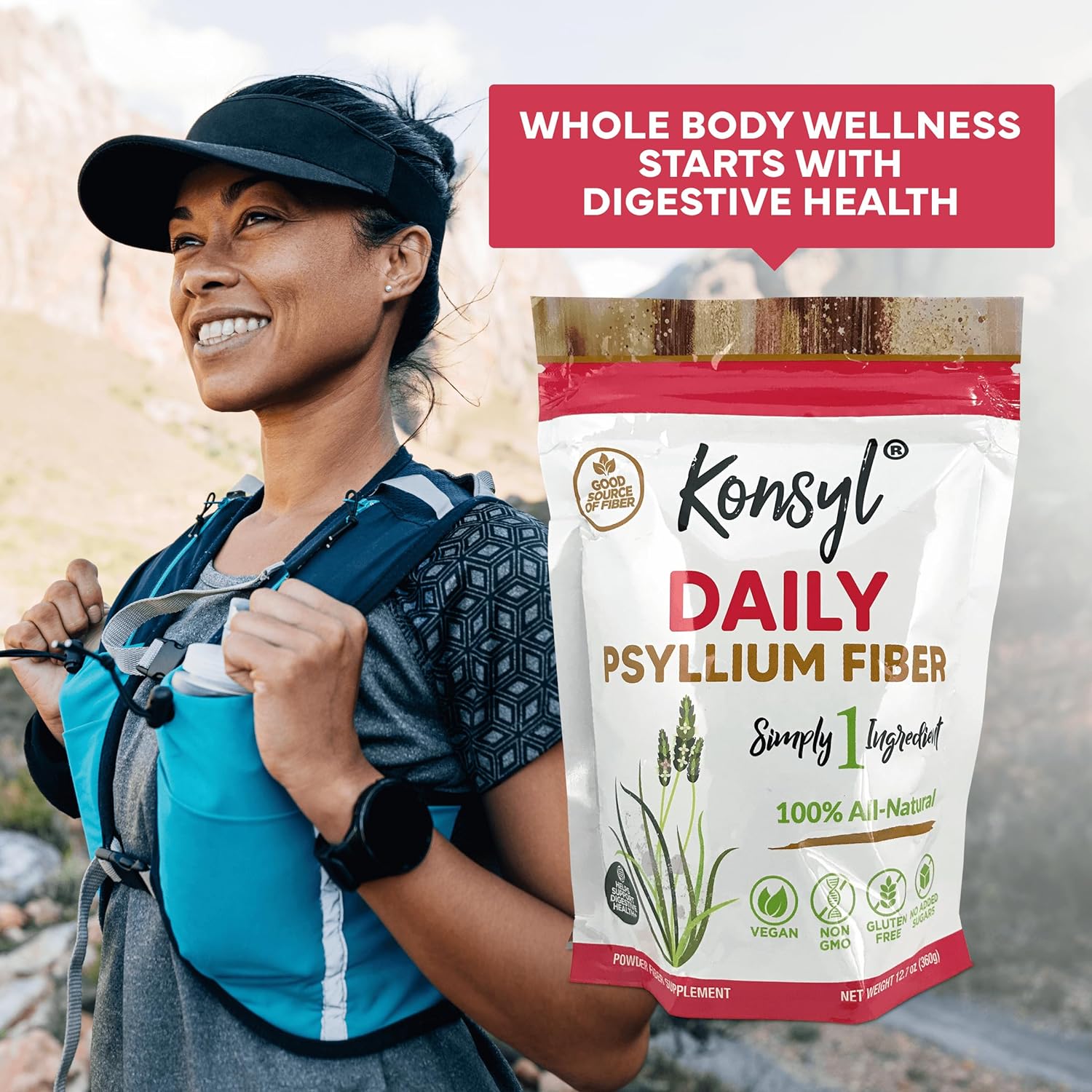 Konsyl Daily Psyllium Fiber, 3 Pack, 360g Gusset Bag, Gluten Free, Non GMO, Keto Friendly, Unflavored, Easy Mixing Fiber : Health & Household