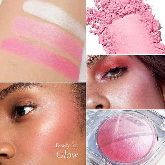 Kyda Baked Blush, Orange Glow Powder For Blush And Highlighter, High Glossy Finish, Lightweight Blendable Shimmer Blusher, Multiuse Baked Powder, 0.53 Oz