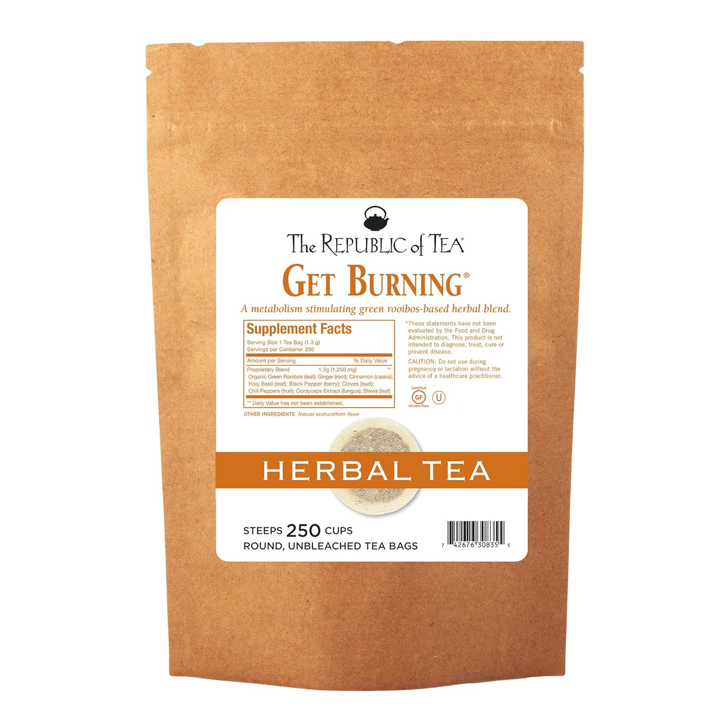 The Republic Of Tea Be Active Green Rooibos Tea Get Burning - Herb Tea For Metabolism, 250 Tea Bags