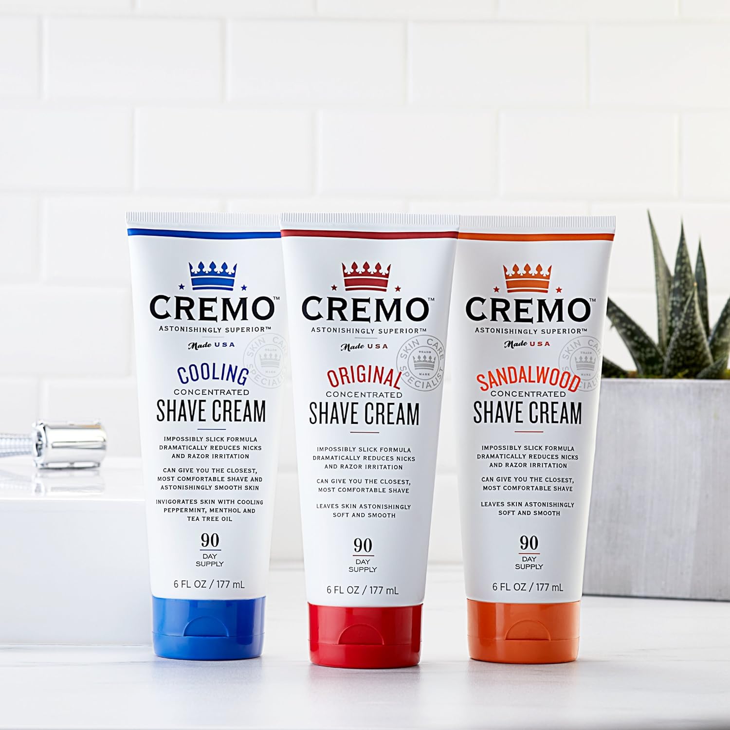 Cremo Barber Grade Sandalwood Shave Cream, Astonishingly Superior Ultra-Slick Shaving Cream for Men, Fights Nicks, Cuts and Razor Burn, 6 Fl Oz : Beauty & Personal Care