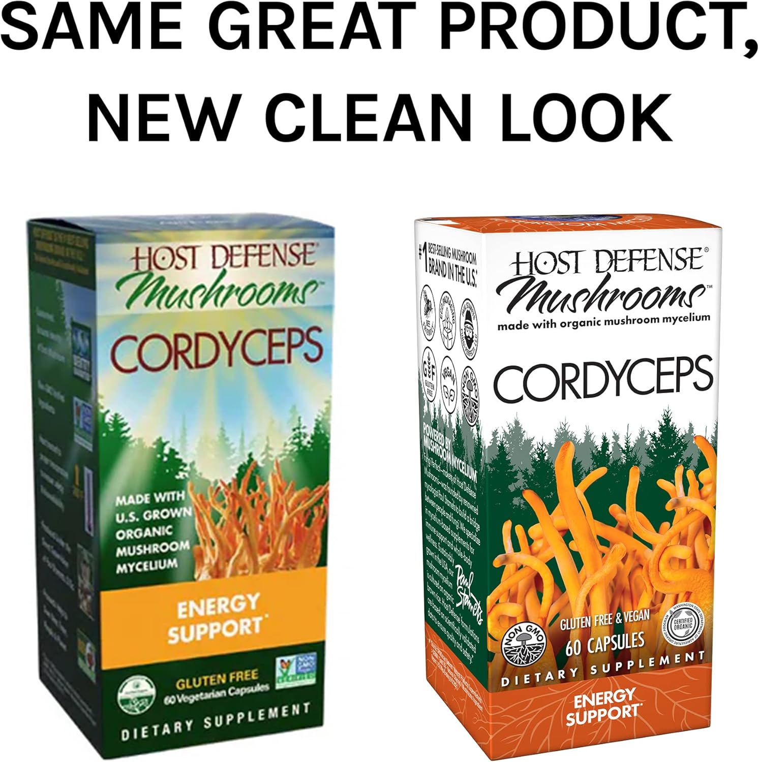 Host Defense, Cordyceps Capsules, Energy and Stamina Support, Mushroom Supplement, Unavored, 60