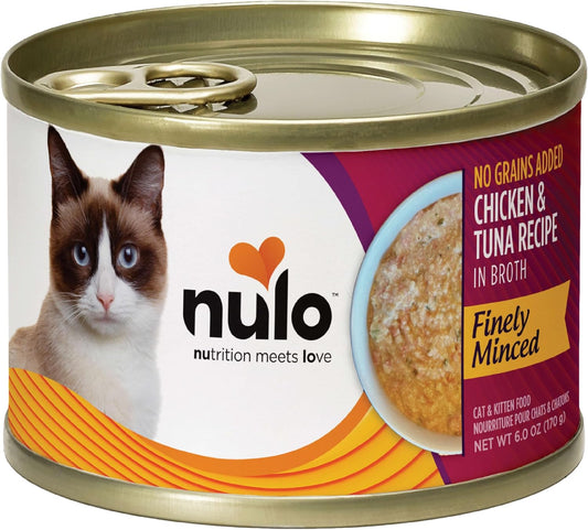 Nulo Grain-Free Finely Minced Wet Canned Cat & Kitten Food, Chicken And Tuna In Broth, 6.0 Ounce, 8 Cans